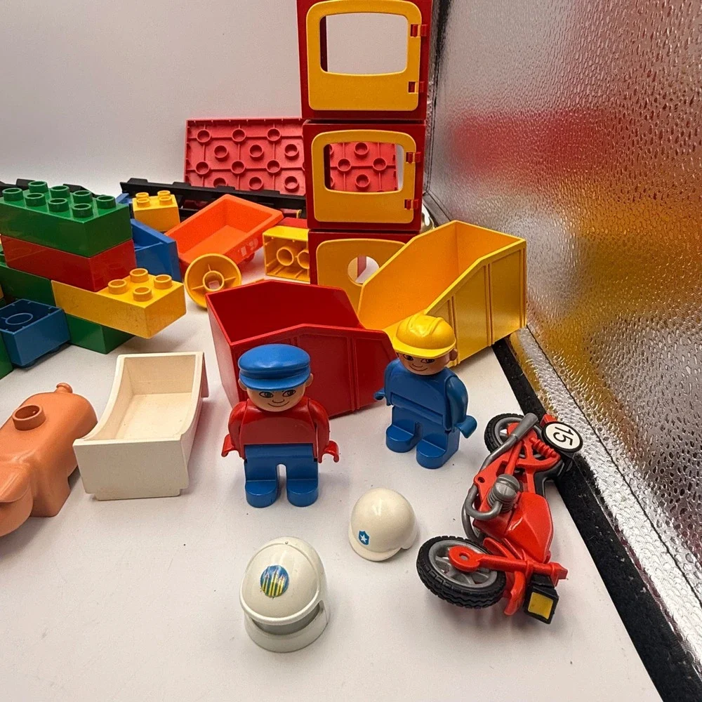 Vintage LEGO Duplo Mixed Lot Train Plane Farm Animals Figures Tracks Blocks